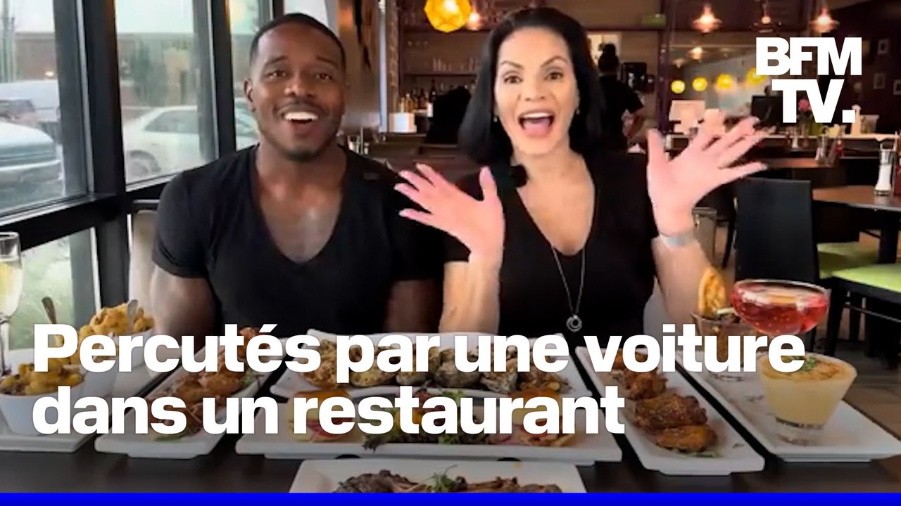 Deux youtubeurs échappent de peu à un drame après qu'une voiture percute la vitre d'un restaurant