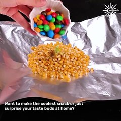 Homemade popcorn with a candy twist! 🌈🍿