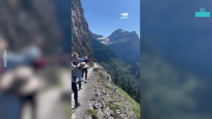 Bear Stalks Hikers on Mountain Path