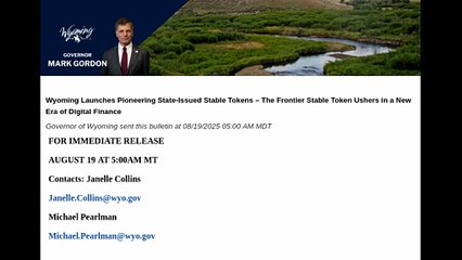 Wyoming Pioneers the Future with Frontier Stable Token Launch