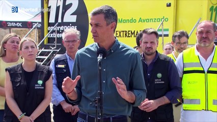 Los gestos y caras de María Guardiola cuando Sánchez habla de la labor del Gobierno en los incendios