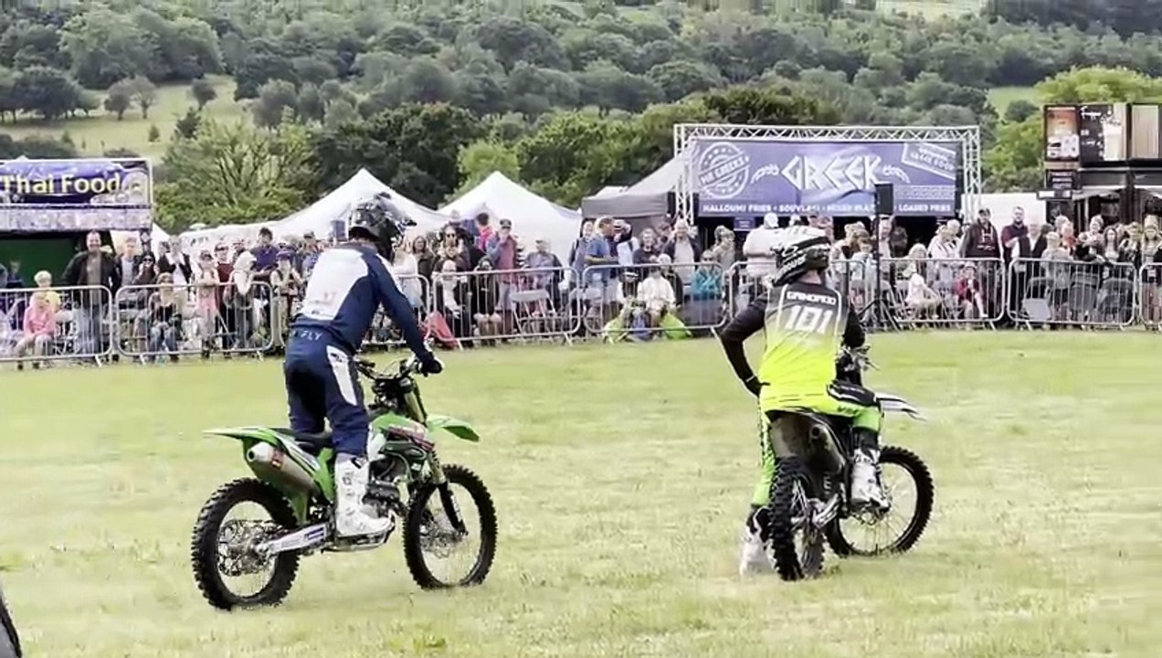 Impressive motorbike stunts by Jamie Squibb in the main ring at Okehampton Show, video Alan Quick IMG_9853