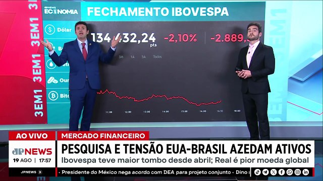 Ibovespa desaba e dólar dispara com pesquisa e tensão EUA-Brasil | FECHAMENTO TOURO DE OURO