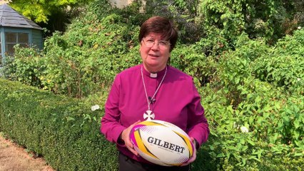 The Bishop of Crediton, the Rt Rev Moira Astin, talking about the Women’s Rugby World Cup coming to Exeter, video Exeter Diocese, Alan Quick