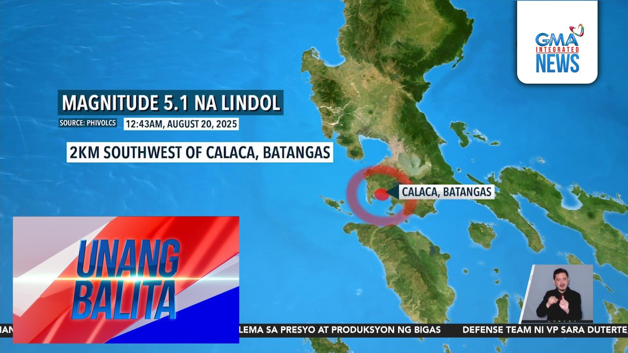 PHIVOLCS – Magnitude 5.1 na lindol, yumanig sa Calaca, Batangas pasado hatinggabi kanina | Unang Balita