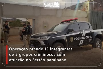 Operação prende 12 integrantes de 5 grupos criminosos com atuação no Sertão paraibano