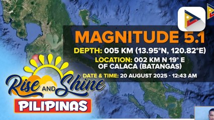 Calaca City, Batangas, niyanig ng magnitude 5.1 na lindol