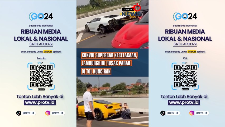 Konvoi Supercar Kecelakaan, Lamborghini Rusak Parah di Tol Kunciran