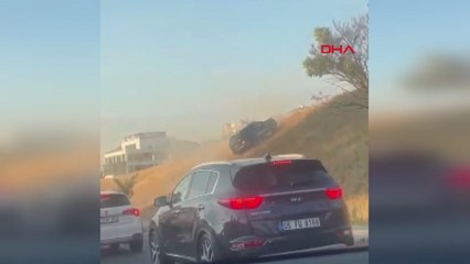 Trafik yoğunluğundan kaçan sürücü toprak alana yöneldi