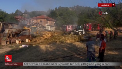 Ankara'da besi çiftliğinde yangın
