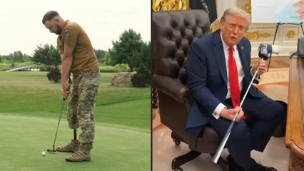 Ukrainischer Kriegsveteran schenkt Trump Golfschläger