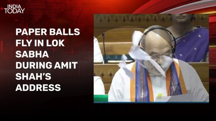 Video: Opposition MPs throw paper balls towards Home Minister Amit Shah