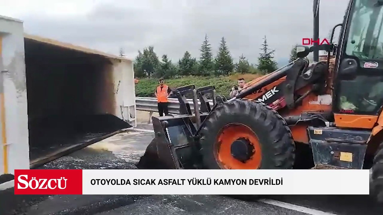 Otoyolda sıcak asfalt yüklü kamyon devrildi; Bolu Dağı Tüneli ulaşıma kapandı