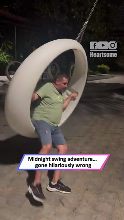 Midnight Swing Turns Into Epic Fail—Man Crashes Into Pole Hard!|| Heartsome 💖