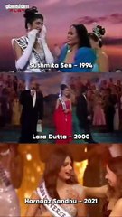 Not just crowns, they carried India’s pride ❤️🇮🇳  #harnaazsandhu #laradutta #missuniverse #sushmitasen #bollywood #india [India, Bollywood, sushmita sen, harnaaz sandhu, lara dutta, movies, reels, glamsham]