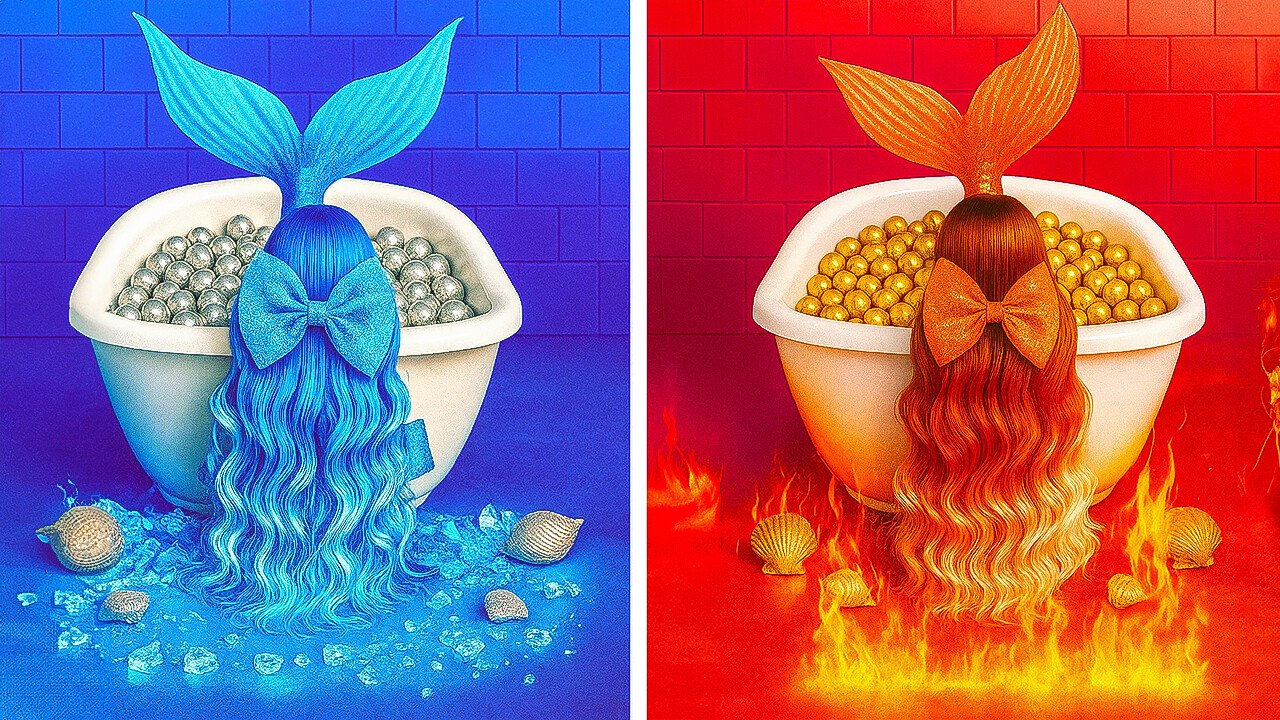 🧜‍♀️ Duel Sirène Feu vs Sirène Glace ! 🌊🔥🧊 Transformation Incroyable