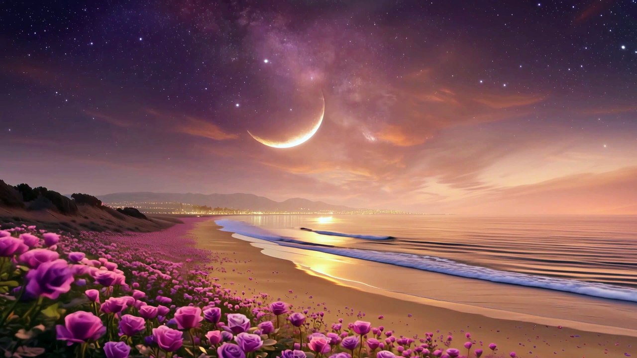 Plage au Clair de Lune ~ Musique d’Ambiance Calme 4K