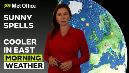 Met Office Morning Weather Forecast 21/08/2025 - A few showers far northeast