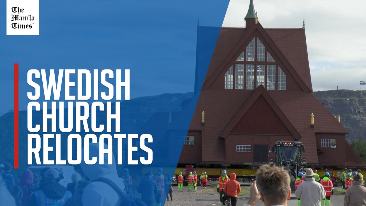 Historic Swedish church completes first day of move to new location