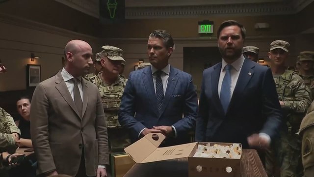 Pete Hegseth Enjoys a Cheeseburger with National Guard Members at Union Station