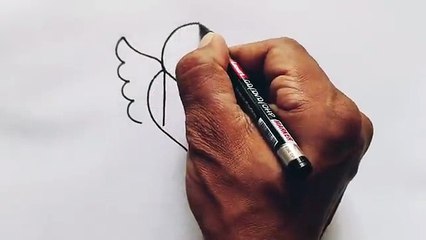 How to draw cute parrot from letter M _ easy parrot bird drawing for beginners _ Letter drawing