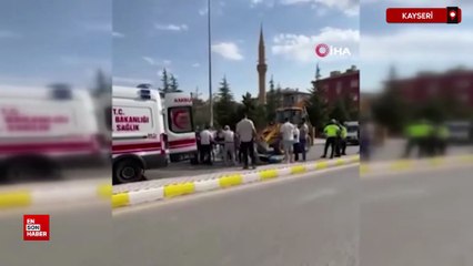 Kayseri'de polisten kaçan motosiklet kepçeye çarptı