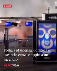 Les images d'un homme de 26 ans, d'origine malienne, qui ravage les comptoirs de l'aéroport de Milan à coups de marteau et met le feu, provoquant la panique parmi les passagers