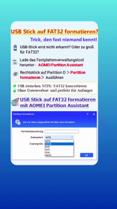 🔌 USB-Stick in FAT32 formatieren oder konvertieren – schnell & ohne Datenverlust! ⚡