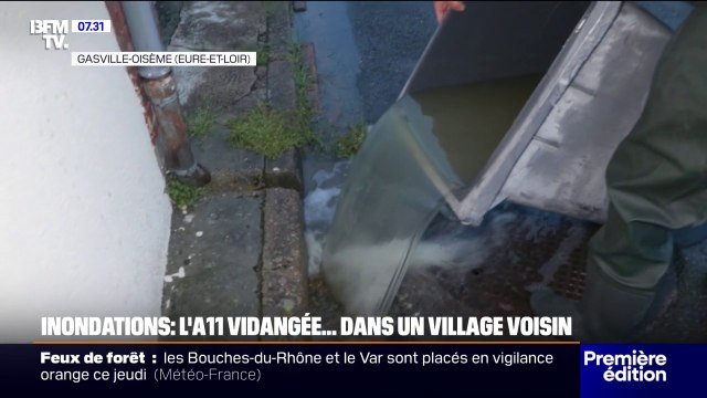 Un village inondé par la vidange des voies de l'A11