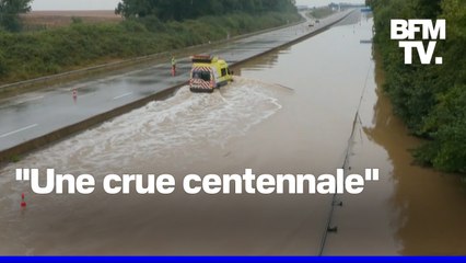 Les images impressionnantes de l'autoroute A11 inondée par les fortes pluies près de Chartres