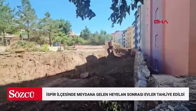 Erzurum'un İspir ilçesinde meydana gelen heyelan sonrası evler tahliye edildi