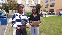 St Anthony's students and twins Alexandria and Andrea Nsbuga on GCSE results day