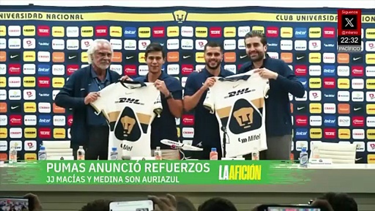 Pumas presenta a José Juan Macías y Alan Medina como sus nuevos refuerzos