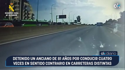 Detenido un anciano de 81 años por conducir cuatro veces en sentido contrario en carreteras distintas