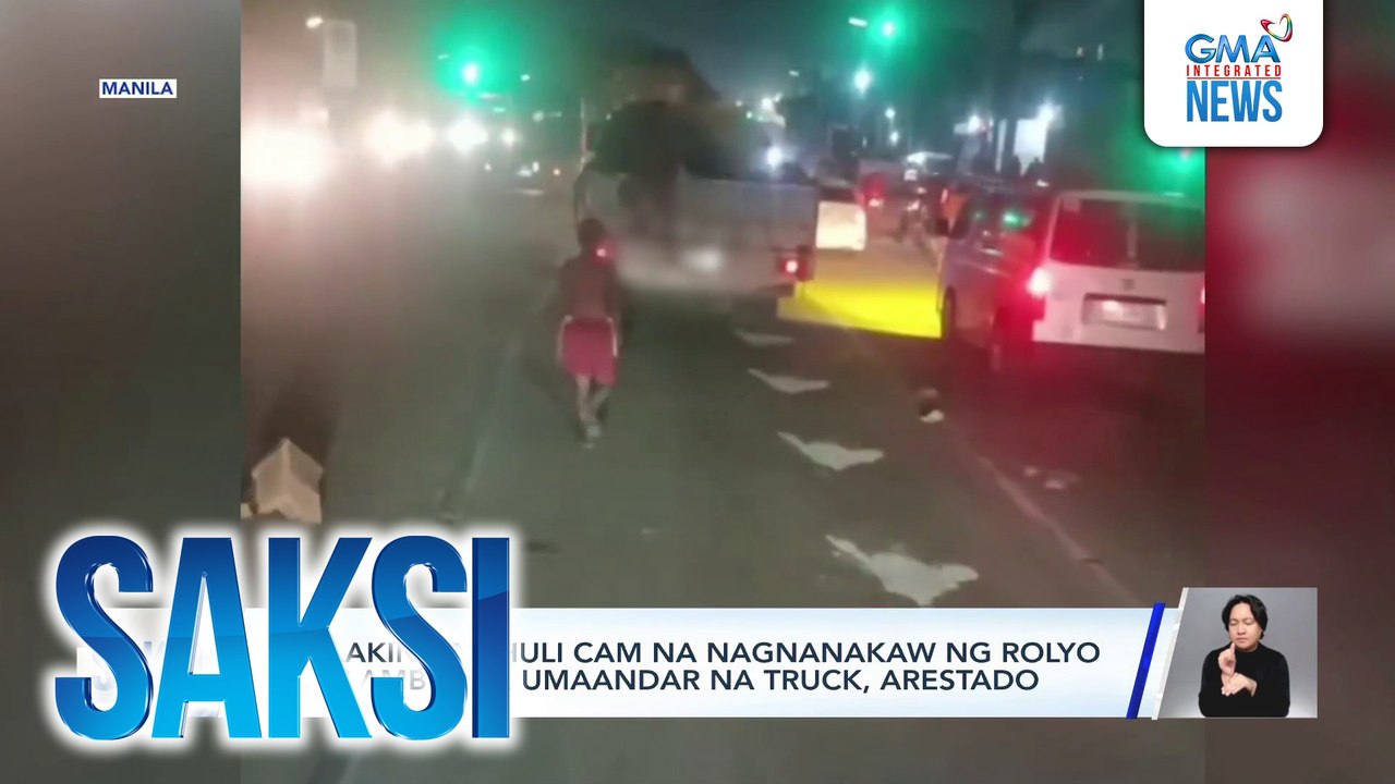 2 lalaking nahuli cam na nagnanakaw ng rolyo ng alambre sa umaandar na truck, arestado | Saksi