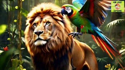 Lion and Parrot Friendship storyl شیر اور طوطے کی دوستی  l Mango Tree Friendship l AM Child Cartoons