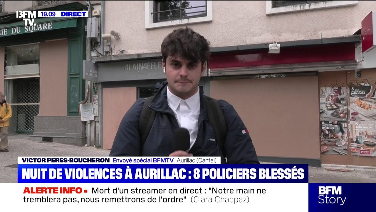 Affrontements à Aurillac: les brigades de CRS patrouillent dans la ville, avant la deuxième nuit du festival