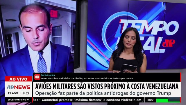 Aviões das Forças Armadas dos EUA são vistos próximos à Venezuela | TEMPO REAL