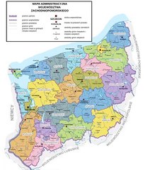 Map of West Pomeranian  Voivodeship. Peta Provinsi Pomerania Barat. West Pomeranian Voivodeship Map. Mapa województwa zachodniopomorskiego. Mapa da Voivodia da Pomerânia Ocidental. Mapa del Voivodato de Pomerania Occidental. 西ポモージェ県の地図. 西波美拉尼亚省地图