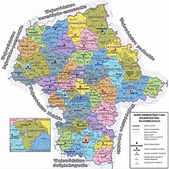 Map of Masovian Voivodeship. Peta Provinsi Masovia. Masovian Voivodeship Map. Mapa województwa mazowieckiego. Carte de la voïvodie de Mazovie. Mapa da Voivodia da Mazóvia. Mapa del Voivodato de Mazovia. Mappa del Voivodato della Masovia. マゾフシェ県の地図