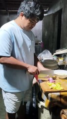 Jeffrey sliced the ingredients for the sauce