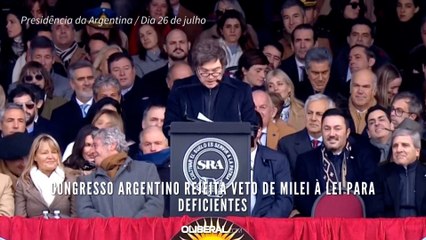 Congresso argentino rejeita veto de Milei à lei para deficientes