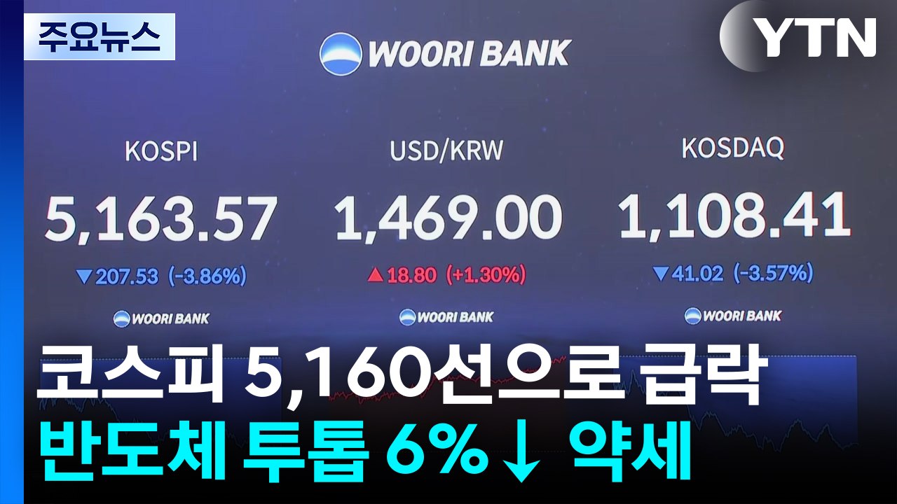 코스피 5,160선으로 급락...반도체 투톱 6%↓ 약세 / YTN