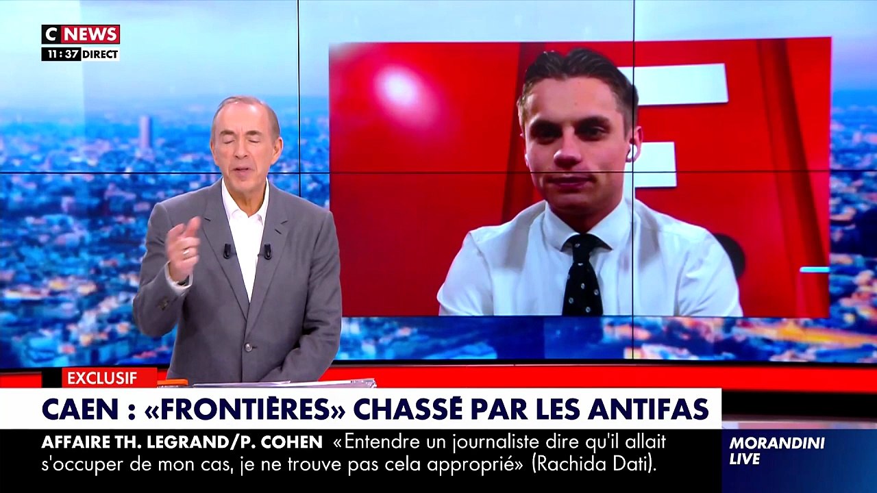 Caen : Le média « Frontières » chassé par les antifas - Extrait de « Morandini Live » sur CNews