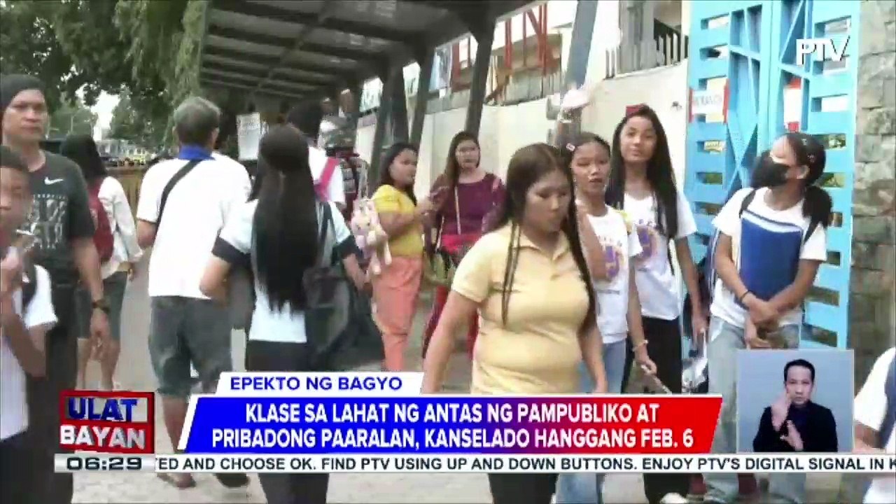 Davao City, isinailalim sa Tropical Cyclone Wind Signal No. 1; klase sa lahat ng antas ng pampubliko at pribadong paaralan, kanselado hanggang Feb. 6 | ulat ni Regine Lanuza ng PTV Davao