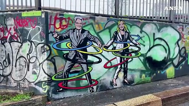 Mattarella, Meloni e Trump nei murales olimpici di aleXsandro Palombo