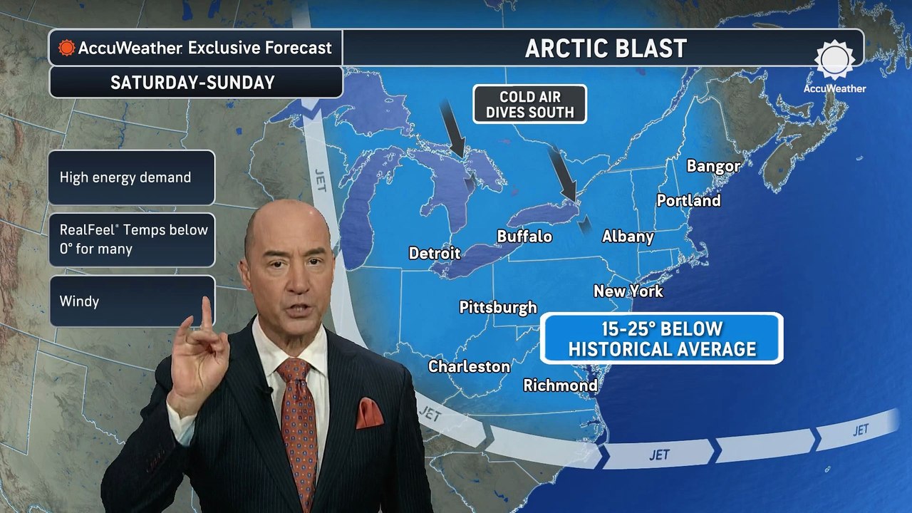 Frigid air, subzero RealFeel® temperatures and travel disruptions arrive this weekend