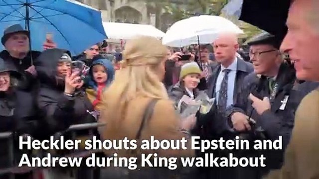 Heckler shouts out about Epstein and Andrew during King and Queen walkabout