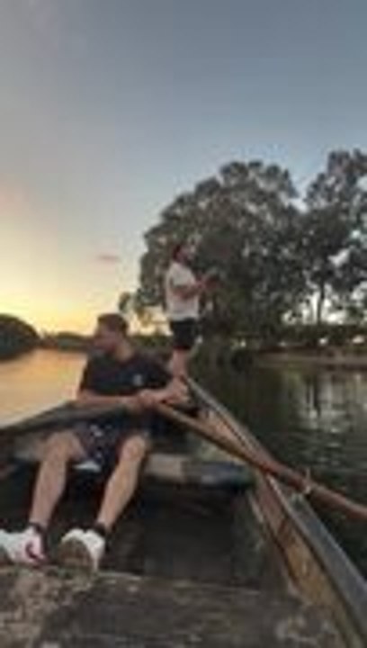 Fisherman Falls Into Water While Casting From Rowboat
