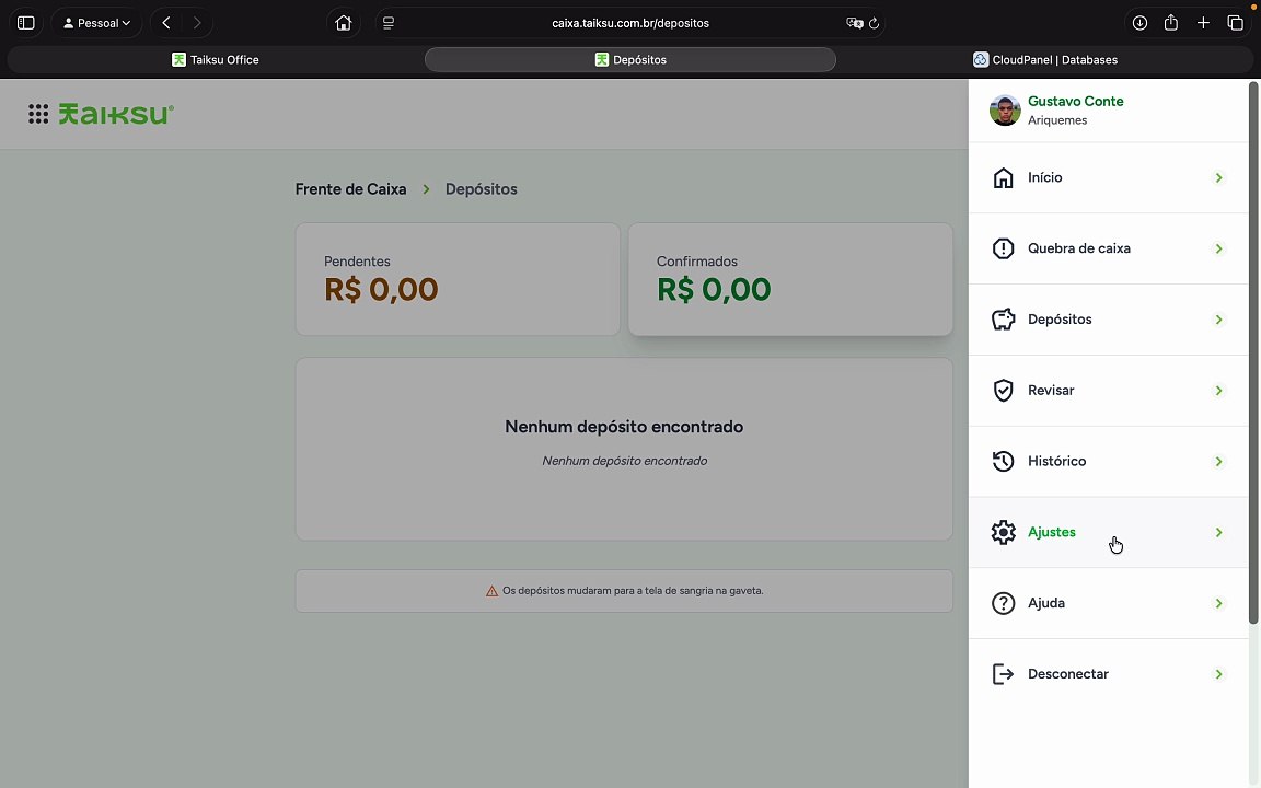 Registrar depósito